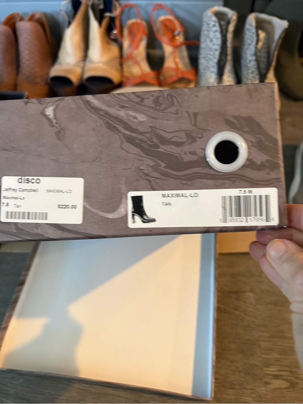 Jeffrey Campbell Tan Decorative Shoe Box Accent